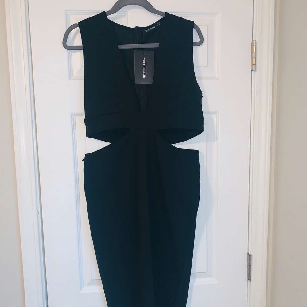 *New* Black Midi Dress w/ cut out sides. size 10